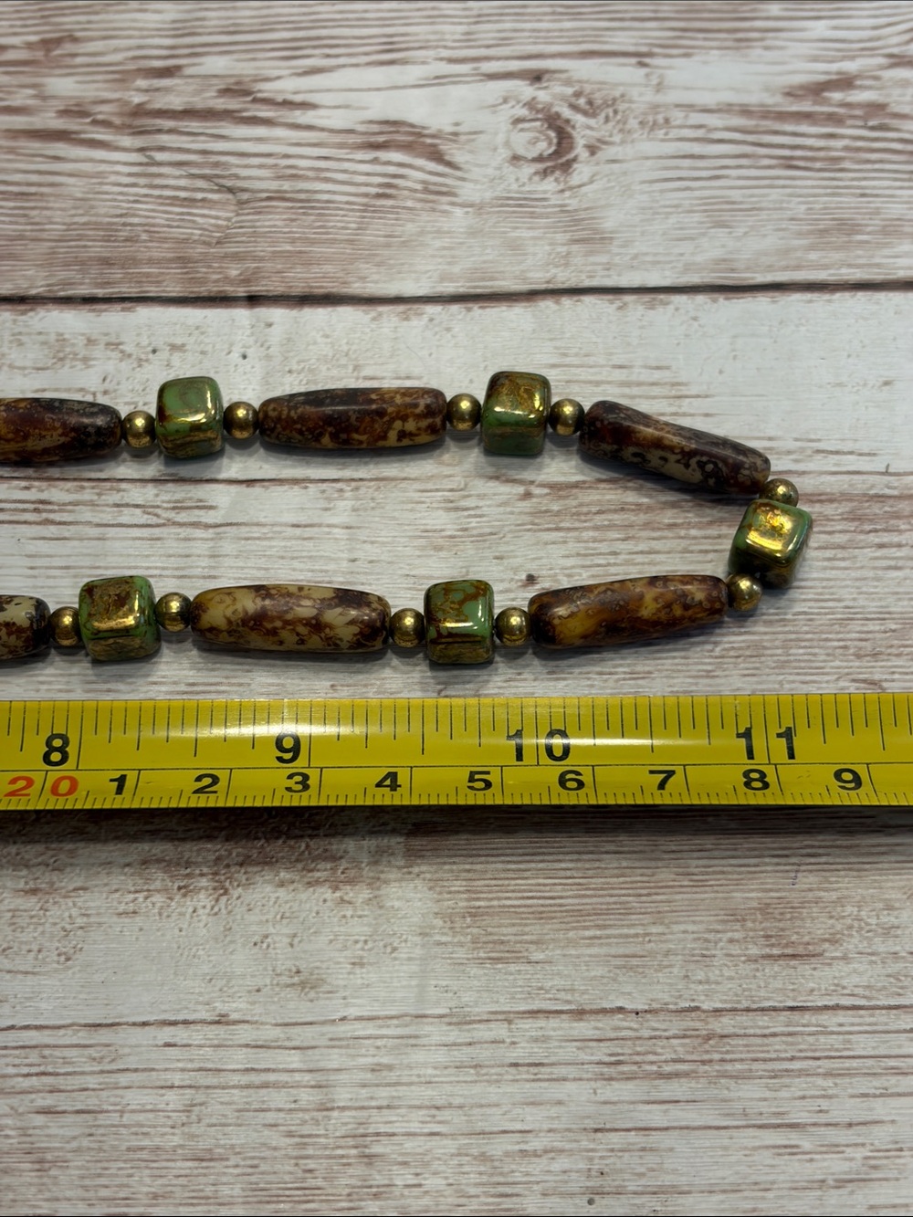 Vintage Boho Agate Jasper Brown Green Earth Tone Beaded Necklace View 5